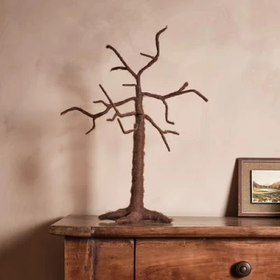 Image of Lights4fun Halloween Artificial Felt Twig Tree Tabletop Centerpiece for Hanging Decorations 50cm