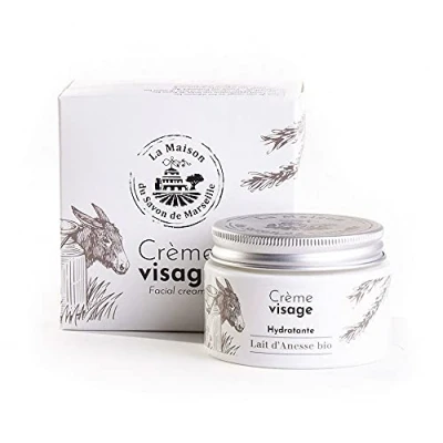 Image of Maison du Savon de Marseille Donkey Milk Face Cream for Dry Skin Anti Aging Moisturiser with Organic Argan Oil 50ml Pot