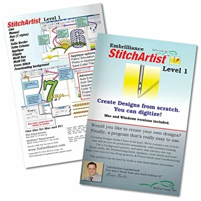 Image of Embrilliance Stitchartist Level 1 Machine Embroidery Digitizing Software and World Weidner Stabiliser Bundle