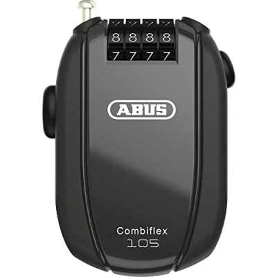 Image of ABUS Combiflex cable lock for securing skis, helmet, pram and luggage Trip 105 cm long 3 mm thick with number code black