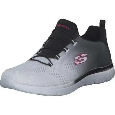 Image of Skechers Women&#039;s Summits Bright Charmer Trainers, Black &amp; White Mesh/Trim, 4.5 UK