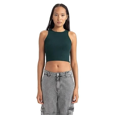 Image of DeFacto Women&#039;s B0658ax T Shirt, Green, M