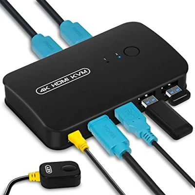 Image of 4K KVM Switch HDMI USB 2 Port with cables