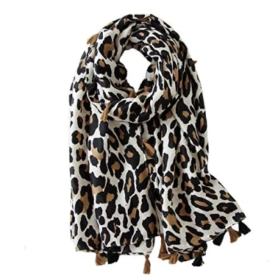 Image of Micoop Women&#039;s Chic Leopard Pattern Scarf Long Large Animal Print Shawl Wrap (Beige)