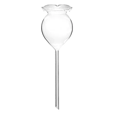 Image of Zerodis Flower Shape Plant Watering Globe, Automatic Self Device Sprinkler Hand Blown Clear Glass for Home Garden Potted Houseplant