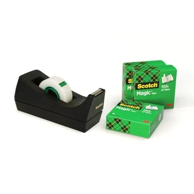 Image of Scotch C38 Dispenser 19 mm x 33 m Magic Tape Black