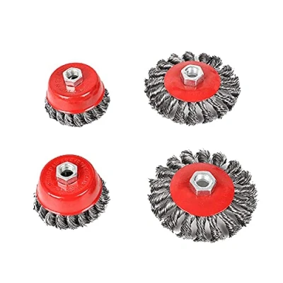 Image of Hoypeyfiy Wire Brush Angle Grinder Twist Knot Set Kit for 115mm Sander Diameter 75 mm 100mm M14 (4pcs)