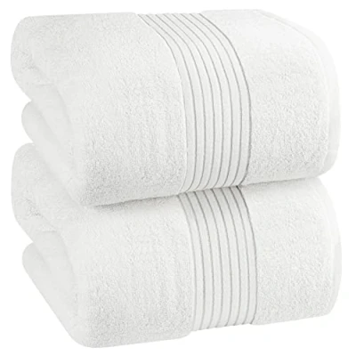 Image of Utopia Towels Luxurious Jumbo Bath Sheet 8 Pack 100% Cotton Highly Absorbent and Quick Dry Extra Large Towel Super Soft Hotel Quality (90 x 180 cm, White)