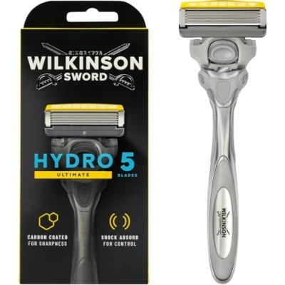 Image of WILKINSON SWORD Hydro 5 Ultimate Razor For Men, Shock Absorb Technology, Hydrating Gel &amp; Precision Trimmer, Handle + 1 Blade
