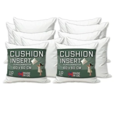 Image of Cushion Inner Pads (Pack of 4), 65 x cm (26&quot; 26&quot;) Stuffer Inserts, Hollowfibre Square Pillows (White)