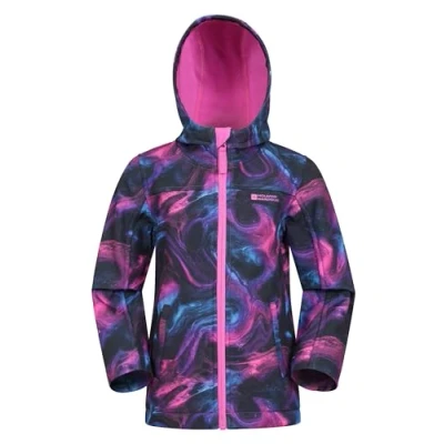 Image of Mountain Warehouse Exodus Kids Softshell Jacket Breathable, Wind &amp; Water Resistant, Fleece Lined Coat For Boys Girls Autumn, Winter, Hiking Outdoors Magenta Purple Size 3 4 Years