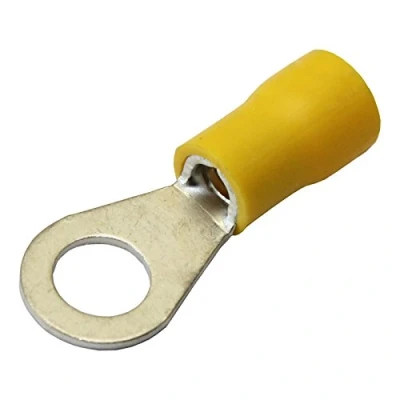 Image of yellow 6.4mm ring terminal crimp connector (for 6mm bolt/screw) 25 50 100 pack (25)