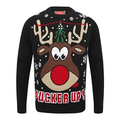 Image of Tokyo Laundry Pucker Up Crew Neck Jumper in Black Merry Christmas S