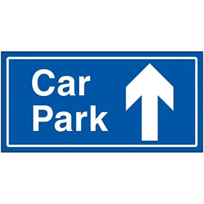 Image of V Safety Car Park Arrow Up Blue Sign 300x150mm Rigid Plastic