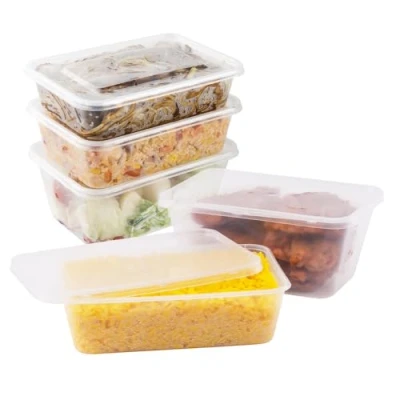 Image of Bag Market 50 x Plastic Food Containers with Lids 750ml / 26oz Takeaway, Microwave, Freezer Safe, Boxes, Tubs, Meal Prep