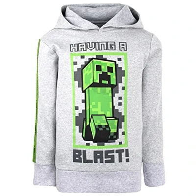 Image of Minecraft Grey Hoodie Boys Game Kids Clothing Featuring Creeper Gifts Age 9 10 Years