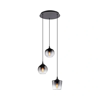 Image of Zea Cluster Pendant Ceiling Light Black 3x E14