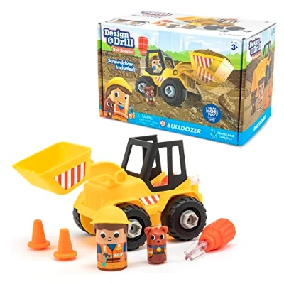 Image of Learning Resources Design and Drill Bolt Buddies Bulldozer Take Apart Toy with Screwdriver Tool, Preschool STEM Toy, Boys Girls Ages 3+