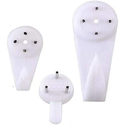 Image of Merriway BH06712 (33 Pcs) Assortment of White Non Trace Hardwall Picture Hooks, 3 x Large 10 Medium &amp; 20 Small Pack 33 Pieces