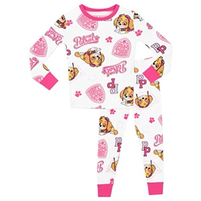 Image of Paw Patrol Girls Pyjamas Snuggle Fit , White, 4 5 Years