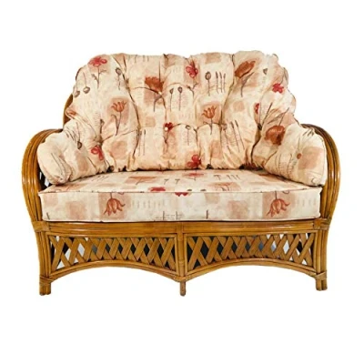Image of Hartfords Relpacement cushions for a Wrap round Suite of Conservatory Cane Furniture (CUSHIONS ONLY) (1 x Sofa, Poppies Peach)