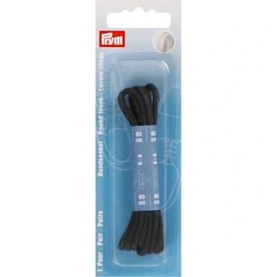 Image of Prym Round Laces, Black, 60 cm x Ø 3 mm, Schwarz, 2 Stück