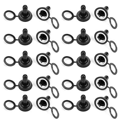 Image of Toggle Switch Waterproof Cap, 20Pcs 12mm Rubber Cap Boot Cover, Black, for Electrical Switches