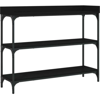 Image of vidaXL Console Table with Shelves Black 100x30x80 cm
