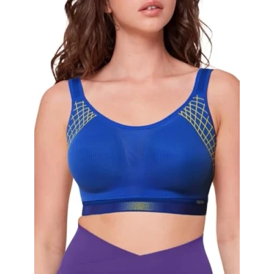 Image of Triumph Womens Triaction Cardio Cloud Minimiser Sports Bra Blue Polyamide Size 34E