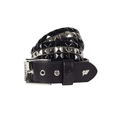 Image of Lowlife Triple S Studded Leather Belt in Silver Stripe size 28&quot; 30&quot; Waist (S)