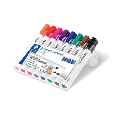 Image of STAEDTLER 351 WP8 Lumocolor Whiteboard Marker Bullet Tip Assorted Colours (Pack of 8)