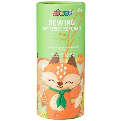 Image of Avenir Plush Sewing Keychain Kit Fox for Kids 6+, Brown