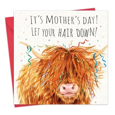 Image of Twizler Funny Mother&#039;s Day Card for Mum Highland Cow Happy Mothers from Son or Daughter Mothering Sunday Mummy Mothersday Humour