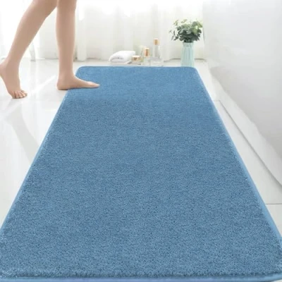 Image of Extra Large Bath Mat 150x60 cm Microfiber Mats for Bathroom Absorbent Rug Non slip Anti Mould Mat, Machine Washable Rugs Bedroom Bathroom, Dusk Blue