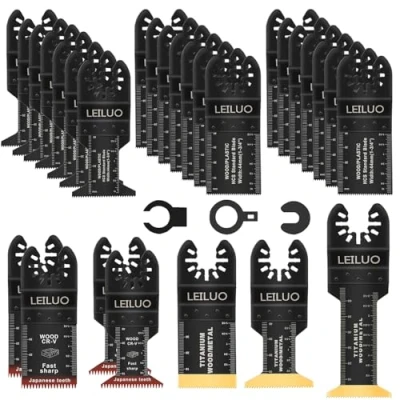 Image of LEILUO 32 Pcs Oscillating Multi Tool Accessories Kits for Wood Nails Drywall Cutting Saw Attachments with Storage Bag Compatible DeWalt Makita Dremel and More