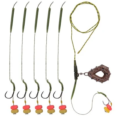 Image of Carp Fishing Hair Rigs Tackle Sinker Weights Rig Set Up Hooks Corn Bait Catfish Accessories Gear