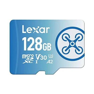 Image of Lexar Fly 128GB Micro SD Card, microSDXC UHS I Flash Memory Up to 160MB/s Read, U3, Class 10, V30, A2, High Speed TF Card for DJI Drone and Action Camera (LMSFLYX128G BNNAA)