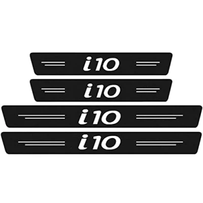 Image of 4pcs Car Outer Door Sill Protector for Hyun dai Accent Tucson i10 i20 ix25, Carbon Fiber Auto Kick Plates Accessories Scuff Guard Threshold Cover Pedal Sticker Trim Self Adhesive,