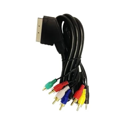 Image of Scart Cable 6 Phono and 3.5mm Audio Lead 21 Pin TV DVD VCR 2M