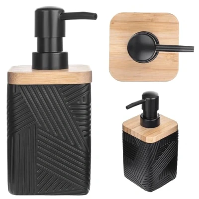 Image of KADAX Soap Dispenser for Washing Up Liquid, Refillable Liquid Dispenser, Modern Detergent Hand with Pump (Black, Square)