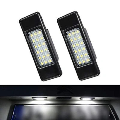 Image of VIGORFLYRUN PARTS LTD 2pcs LED License Plate Light, Canbus Error Free White 6000K 18SMD Light for Peugeot 106 1007 207 307 308 3008 406 407 508 806 Citroen C2 C3 C4 C5 C6 DS3
