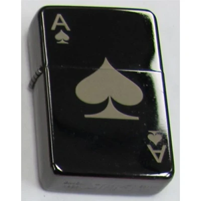 Image of Lucy G Black Ace Of Spades 299 Personjalised Engraved Star Petrol Lighter In Gift Tin