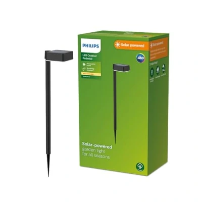 Image of PHILIPS Lighting Vapora Outdoor Solar Wall Light, 1.5W, 2700K, Black, IP44 Weatherproof