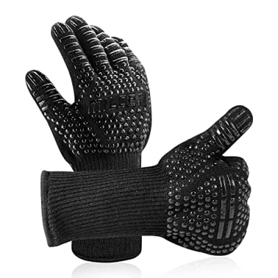 Image of BBQ Gloves, Heat Resistant Barbecue MILcea Oven Baking Gloves