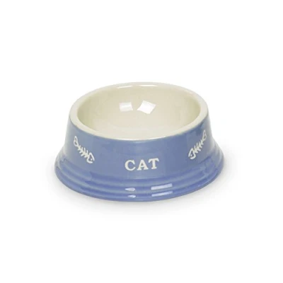 Image of Nobby Cat Ceramic Bowl Diameter 14 x 4.8 cm Light Blue/Beige