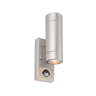 Image of Atlantis 2 Light Outdoor PIR Up &amp; Down Coastal Wall Marine Grade Brushed Stainless Steel