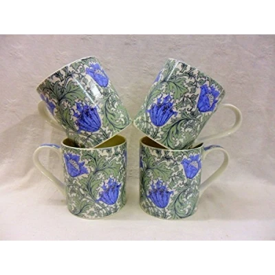 Image of Set of 4 Extra Large China Mugs in Vintage William Morris Anemone Design