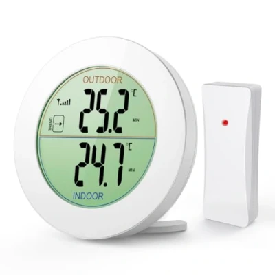 Image of ORIA Indoor Outdoor Thermometer, Wireless Temperature Monitor, Digital LCD Thermometer with Remote Sensor, Arrow Trends (C/F), Min/Max Value, Tabletop and Wall mounted Design for Home