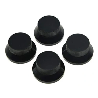 Image of KAISH 4pcs Black LP Metal Bell Knobs Push On Guitar Bass Top Hat Knob for 5.8mm Split Shafts