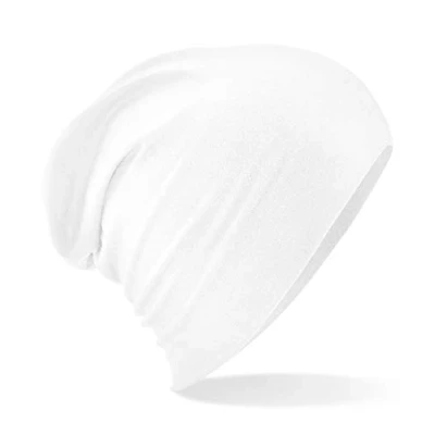 Image of Beechfield Double Layer Knit Elegant Design Hemsedal Cotton Slouch Beanie White